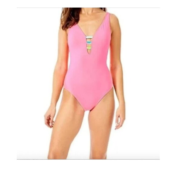 Lilly Pulitzer Swimsuit One Piece Jaspen Lillys Coral Size 14 Beach Vacation - Picture 1 of 3